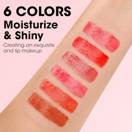 AZEN Paquete de 6 brillos de labios a granel, brillo de labios brillante para mujeres y niñas con ricos colores variados