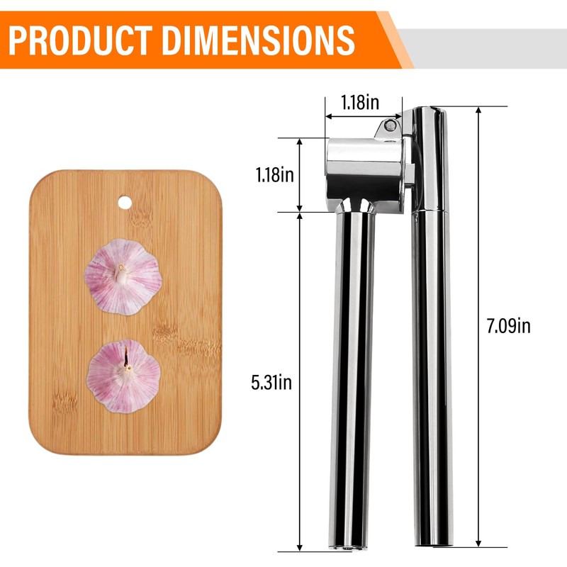 Garlic Press, Heavy Duty Garlic Mincer & Crusher, Easy Squeeze