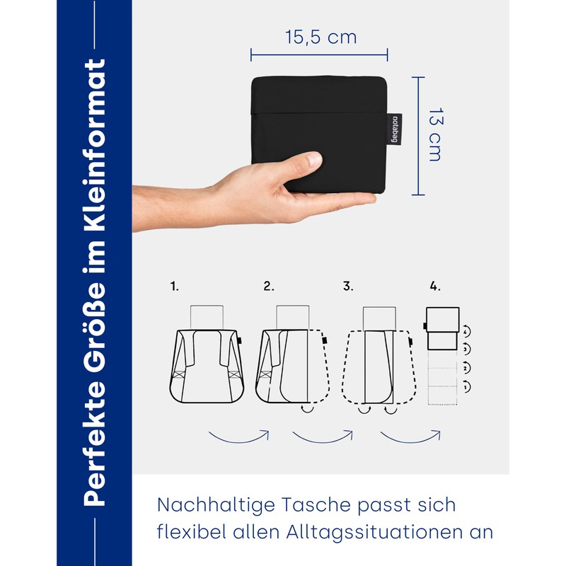 Notabag Original Water Resistant Reusable Foldable Bag and Backpack (Black),