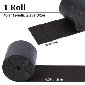 GORGECRAFT 2" Wide Black Faux Grain Buffalo Leather Strips 79" Long Pu Leather Straps 1.2mm Thick Leather Cord Single Sided Leather Roll Matte Synthetic Leather Supplies for Notebook Covers Pillows