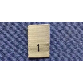 50Pcs White Taffeta Woven Clothing Letter Size Tab Tag Label Number 1 ONE