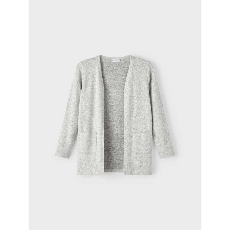 NAME IT Girl's Long Fit Cardigan, grey melange