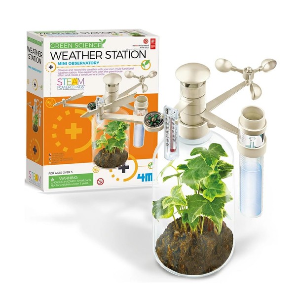 4M Award Winning Product, Small Meteorologist, Mini Terrarium, Plastic Bottle, Meteorological Station, Educational Craft Kit, Science Experiment Kit, Toy, Education, Learning, Freedom Research,