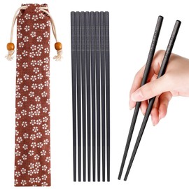 SPARKA 5 Pairs Chopsticks, Dishwasher Safe Fibreglass Chopsticks, Reusable Chopsticks, Japanese Chopsticks, Black