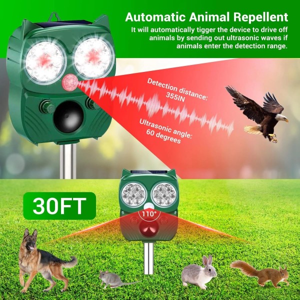 Guard Dog Security Ultrasonic Animal Repeller Solar Power Bird Dog