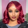 Hihmarm 12 Inch 99j Burgundy Bob Wig Human Hair 13x4