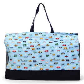 COLORFUL CANDY STYLE N1006200 Nap Futon Bag for Boys, Nursery, Kindergarten, Not Easy To Deform Shape, Lightweight, Side Mesh Specifications, Fully Opening Car (Light Blue)