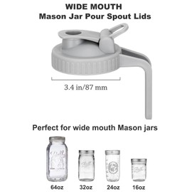 Mason Jar Pour Spout Lid for Wide Mouth Mason Jars, Airtight Mason Jar Pitcher Flip Cap Lid With Handle, Leak-Proof and Durable, Pack of 2