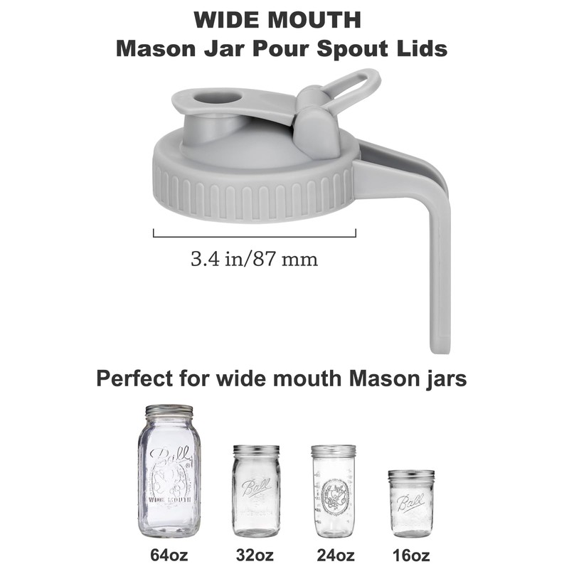 Mason Jar Pour Spout Lid for Wide Mouth Mason Jars,