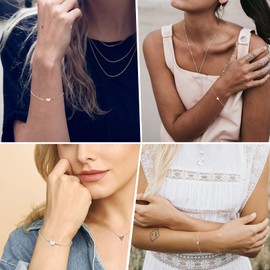 PROSILVER Initial Heart T Bracelets for Women Bracelet Heart Chain Bracelet Initial T Bangle Bracelet Sterling Silver Chain Bracelet Friendship Bracelets