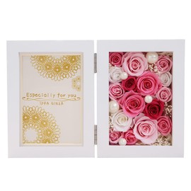 Preserved Flower IPFA Photo Frame Premium (Vertical / Pink Gradation) Photo Frame, Wedding Gift, Birthday Gift, Retirement Gift, Flower Gift, Farewell Party (Rose/Pearl/Blush Grass)