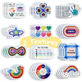 48 Pcs Anxiety Sensory Stickers in 2 Different Texture, Breathing Feature Calm Strips for School Counselor Supplies, Reusable Fidget Calming Stickers for Kids & Adults