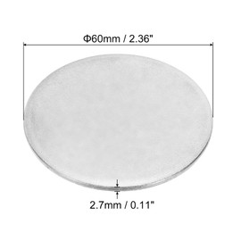 PATIKIL 60mm Steel Disc, 6Pcs Metal Stamping Blanks Tags Circle Round Metal Plate Strike DIY 2.7mm Thick for Laser Engraving Stamping Craft Name Tag