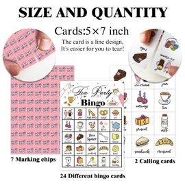 Tea Party Bingo Game 24 Players Bingo Cards for Women Men Birthday Tea Party Favors for Women Friends Family Holiday Party Activities Supplies Garden Party Decoration Bingo Game- JK0105