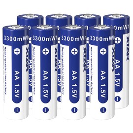 XTAR 1.5V 3300mWh Rechargeable AA Batteries for Stable Power Output in Fluke Multimeters That use 1.5V AA Batteries (8pcs)
