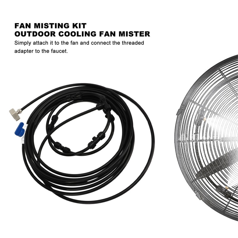 Fan Misting Kit with 3/4 Adapter 19.7ft Hose 6 Nozzles
