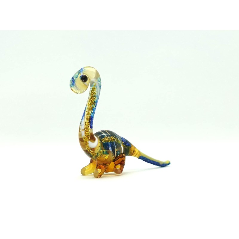 Sansukjai Apatosaurus Dinosaur Micro Tiny Figurines Hand Blown Glass Art
