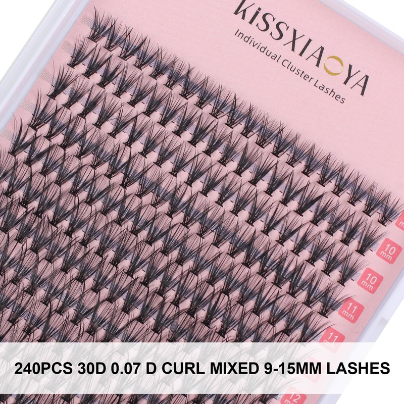 KISSXIAOYA Eyelash Extensions, DIY Custom Cluster Eyelash Tool Set (240