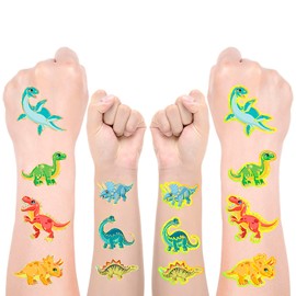 Rusoz Children's Dino Tattoos, 8 Sheets Metallic Tattoos, Safe and Durable Children's Tattoo, Skin-Friendly, Easy to Remove for Advent Calendar, Children's Supplies, Favours, Gift Bags
