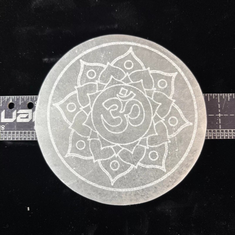 4” Selenite Charging Plate “ohm Blossom “