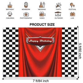 Sivoodiot Racing Flag Car Birthday Backdrop 7x5ft Durable Checkered Racing Photo Background for Birthday Decorations, Baby Showers, Live Streams, Boys Party,Outdoor Photography