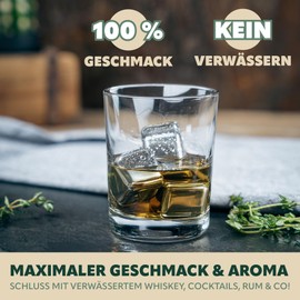 bremermann Ice Cube Set 10 Pieces // 8x Stainless Steel Ice Cubes, Tongs and Storage Box // Reusable // Dishwasher Safe