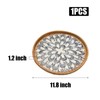 Round Rattan Tray with Pearl Inlay, 11.8in Woven Serving Tray