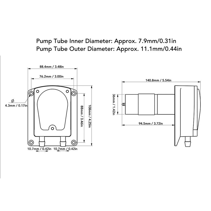 DC12V Peristaltic Pump 1500ml Per Minute Silicone Tube High Flow