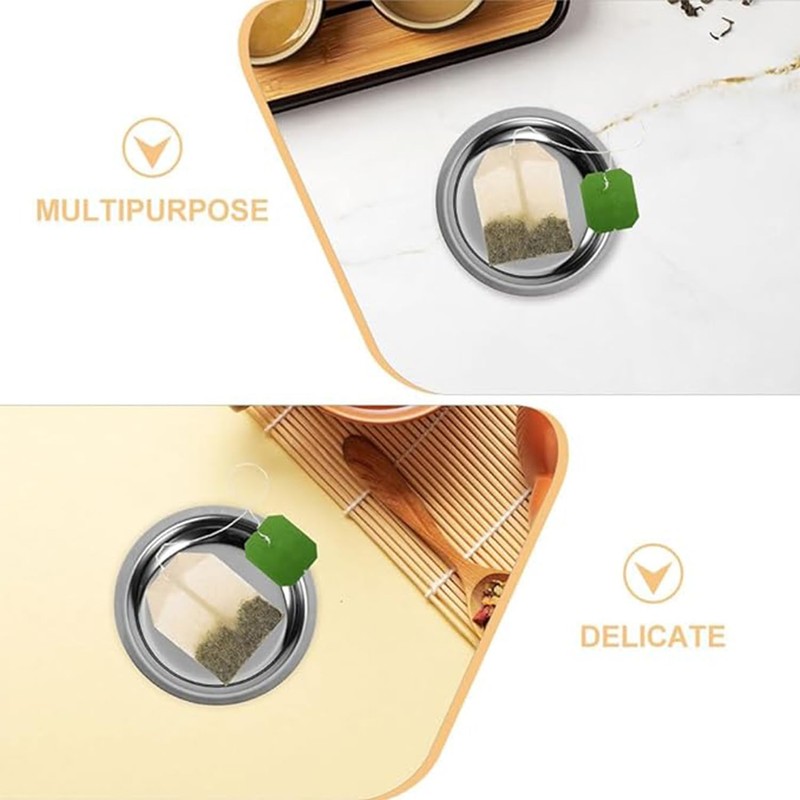 Stainless Steel Tea Bag Coasters, Round Mini Tray for Tea