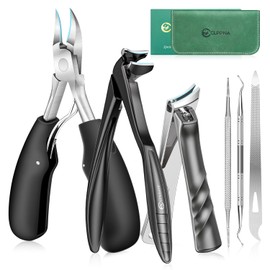 Upgrade Long Handled Toenail Clippers for Seniors with Lock Large Toe Nail | Clippers for Thick Toenails for Men Women, Wide Opening Slanted Fingernail Clippers with Catcher Precision Nail Cutter Set