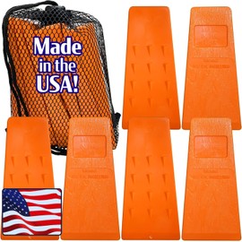 Cold Creek Loggers - Made in The USA! - 5.5" Orange Spiked Tree Wedges for Tree Cutting Falling, Bucking, Felling Wedges Chainsaw Loggers Supplies- Set of 6 Plus Free Carrying Bag