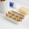 2 Pack Bamboo Soap Dish, Self-Draining Soap Box, Wooden Bamboo