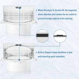 Hon&Guan Dryer Vent Cover Outside with Removable Mesh, 4 Inch Wall Mount Extractor Vent with Rubber Cushioned Non-Return Flap, Metal Outside Dryer Vent Cover for House, White