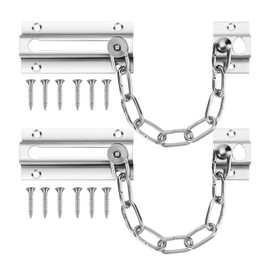 2 PCS Stainless Steel Door Chain, Door Security Chain, Chain Lock for Door Anti Theft Home Safe Nickel Plated Door Locks with 12pcs Screws, for Home Apartment Hotel Bedroom, Silver