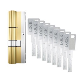 Qrity Security Door Cylinder 40/40(80mm), Copper Door Barrel Lock, Door Barrel Lock with 8 Keys, Suitable for Bedroom Doors, Wooden Doors, etc.