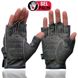 Milwaukee Leather MG7557 Men's Grey Leather Gel Padded Palm Fingerless Motorcycle Hand Gloves W/Breathable ‘Open Knuckle’ - X-Large
