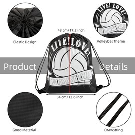12 Pcs Volleyball Drawstring Bags, Volleyball Drawstring Backpack Cinch Bags, Gym String Bag Sports Drawstring Sackpack for Women Men, Volleyball Gift Bags for Sports, Gym, Travel, Swimming, Black