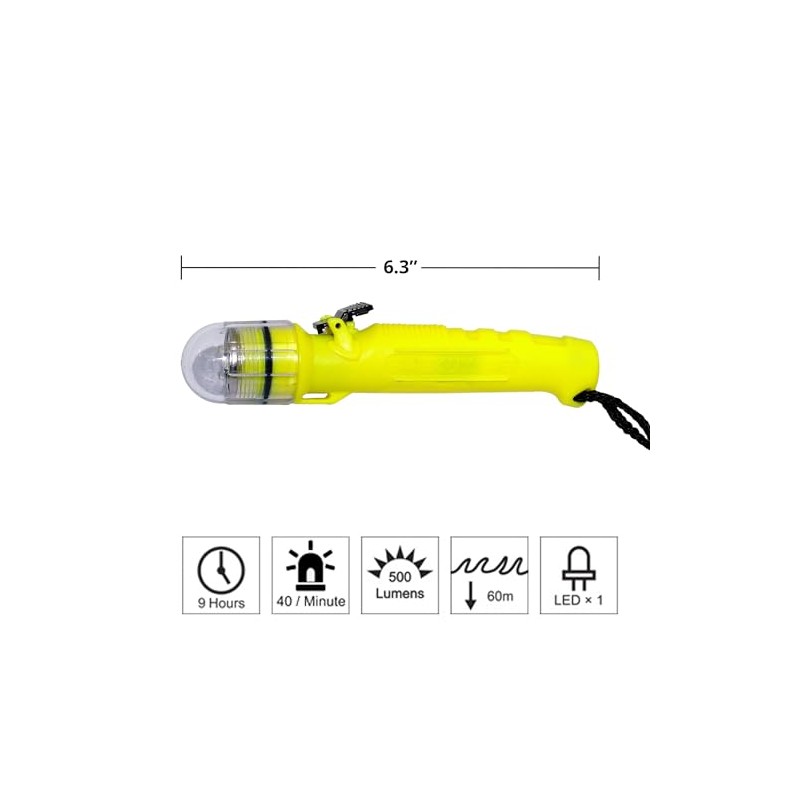 Saekodive Strobe LED Flashlight - 500 Lumens Underwater Dive Light