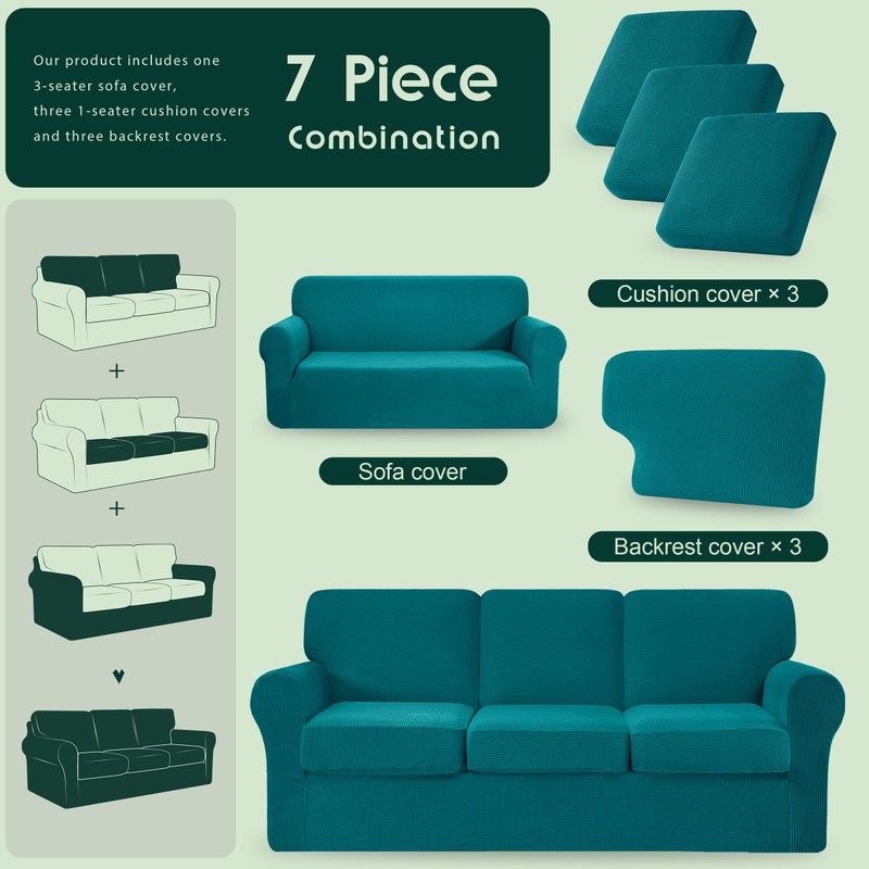 CHUN YI 7 Piece Couch Covers Sofa Covers Washable, Stretch