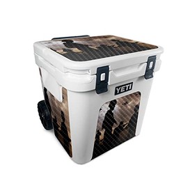 MightySkins Carbon Fiber Skin Compatible With Yeti Roadie 48 Wheeled Cooler - Mission Accomplished | Protective, Durable Textured Carbon Fiber Finish | Easy to Apply and Change Style | Made in The USA