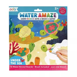 Ooly Water Amaze – Incluye 12 tablas de revelación y cepillo para polvo, almohadillas para orejas de revelación de agua reutilizables para niños, libros de pintura para colorear para niños pequeños,
