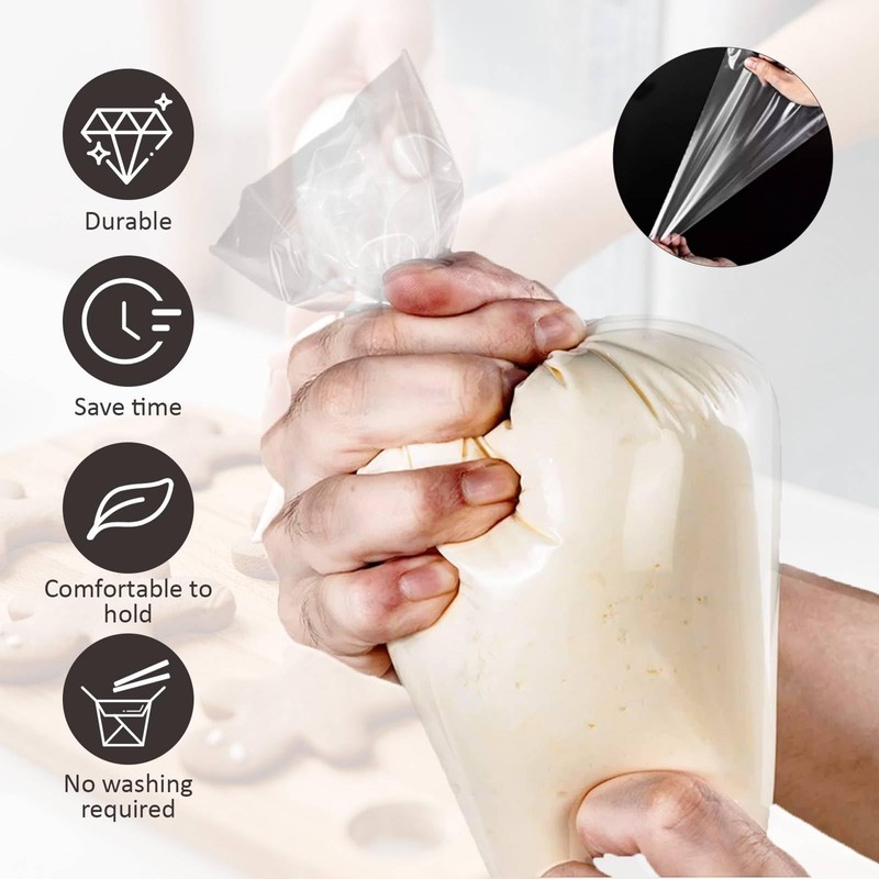 110Pcs Icing Piping Kit, Steel Tips, Disposable Piping Bags and