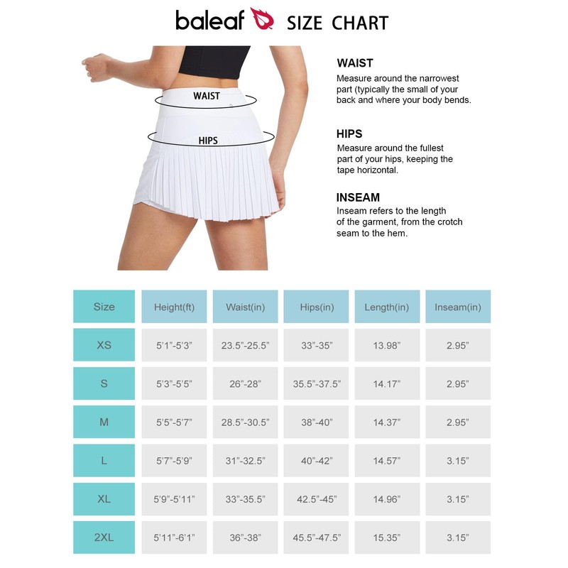 baleaf Women's High Waisted Pleated Tennis Skirts Lightweight Athletic Skorts