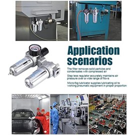 Lyaciomn Air Pressure Regulator, Air Compressor Filter Regulator SFC300 3/8 Moisture Trap Cleaning Separator As Shown 1 PCS