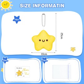 HXSYKJDM 10 Sets Employee Appreciation Gifts Bulk - Squeaky Yellow Plush Star Keychain, Cute Inspirational Cards with Organza Bags, Volunteer Appreciation Gifts Good Luck Favors for Coworkers
