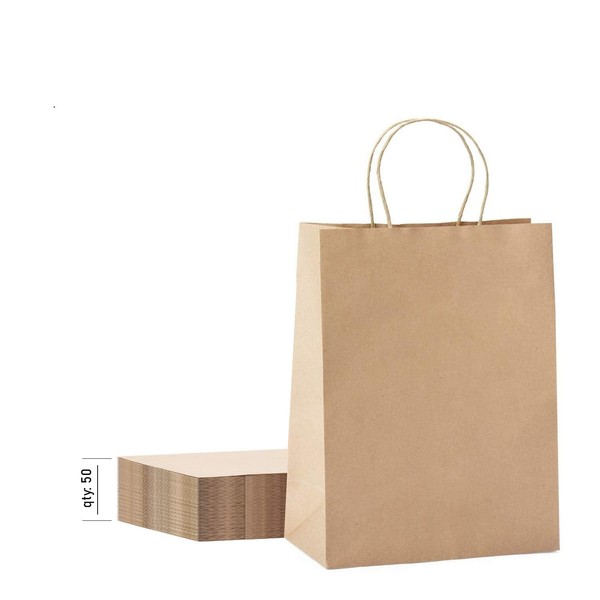 [50 Pack] Heavy Duty 10x13 Kraft Paper Bags 50 pc 10x5x13 Kraft Paper Bags Brown Paper Bags Brown Gift Bags Kraft Shopping Bags Kraft Retail Bags Paper Gift Recycled Paper Bags Kraft Paper Bags with Handles Bulk