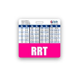 RRT Badge Buddy Horizontal w/Height & Weight Conversion Charts (Standard, Pink)