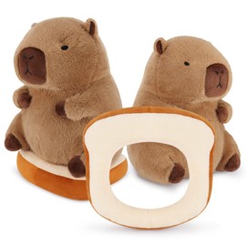Achwishap Capybara - Peluche de peluche de Capybara, juguetes de peluche suaves de Capybara, juguetes de peluche Kawaii con pan portátil, regalos para niños y adultos (pan de Capybara, 12 pulgadas)