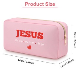 Christian Gifts for Women Jesus Cosmetic Bag Baptism Gift for Women Bible Verses Bag Christmas Mother’s Day Birthday Presents for Mom Wife Friend Sister Colleague Travel Makeup Pouch