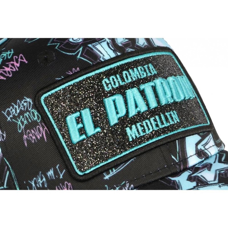 El Patron Cap Blue Turquoise and Black Rhinestone Streetwear Colombia